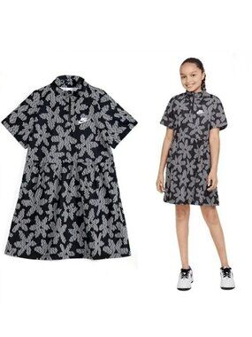 NWT Nike Girls Printed All Over Logo Short Sleeve Dress / S~XL
